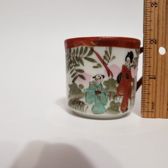 Japanese Geisha Girl Bone Chine Small Espresso Coffee Cup 2" - Picture 3 of 8